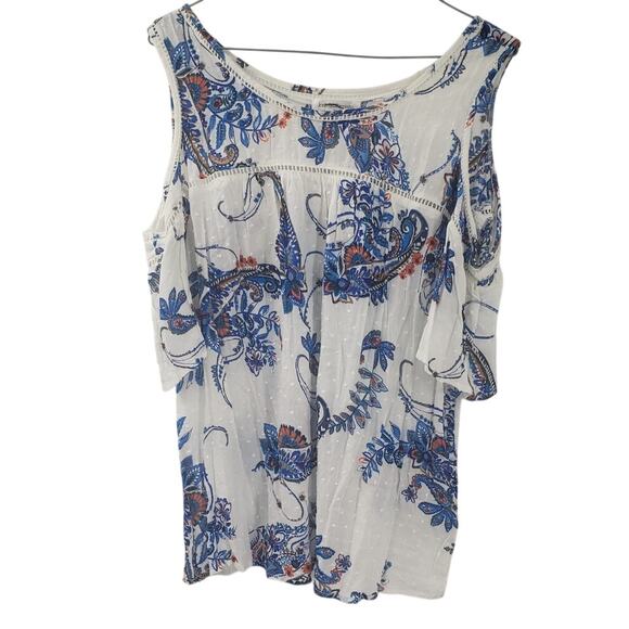 John Paul Richard Floral Cold Shoulder Top - Size Small - Picture 1 of 5